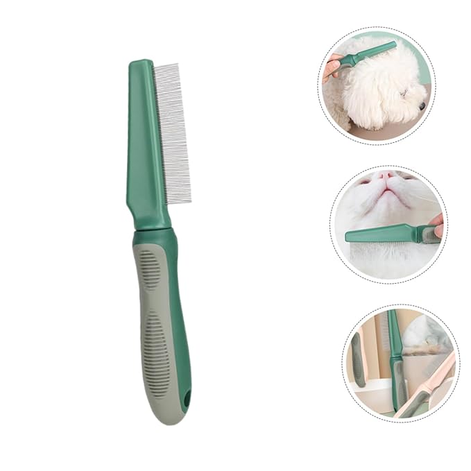 Dog Cat Grooming Comb with Fine Teeth for Removing Tangles and Mats Ergonomic Pet Brush with Durable Handle for Long-haired Cats and Dogs Olive