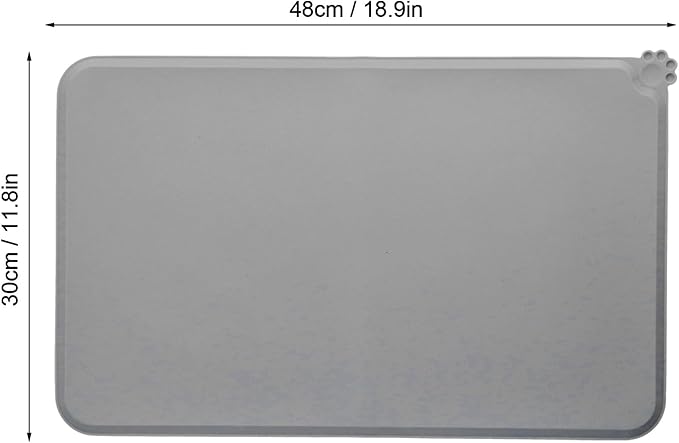 Silicone Non Slip Pet Feeding Bowl Mat for Dogs, Leakproof Dog Placemat for Food and Water, 11.8x18.9in Pet Supplies (Grey)