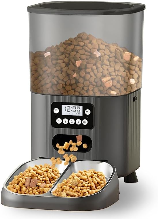 Automatic 4.5L Pet Feeder, 360° Sealed 30-Day Storage, 45° Anti-Jam Slope, Timed Quantitative 1-4 Meals, Dual Power Supply, BPA-Free, 304 Stainless Steel Bowl, Non-Slip Dog Cat Food Dispenser