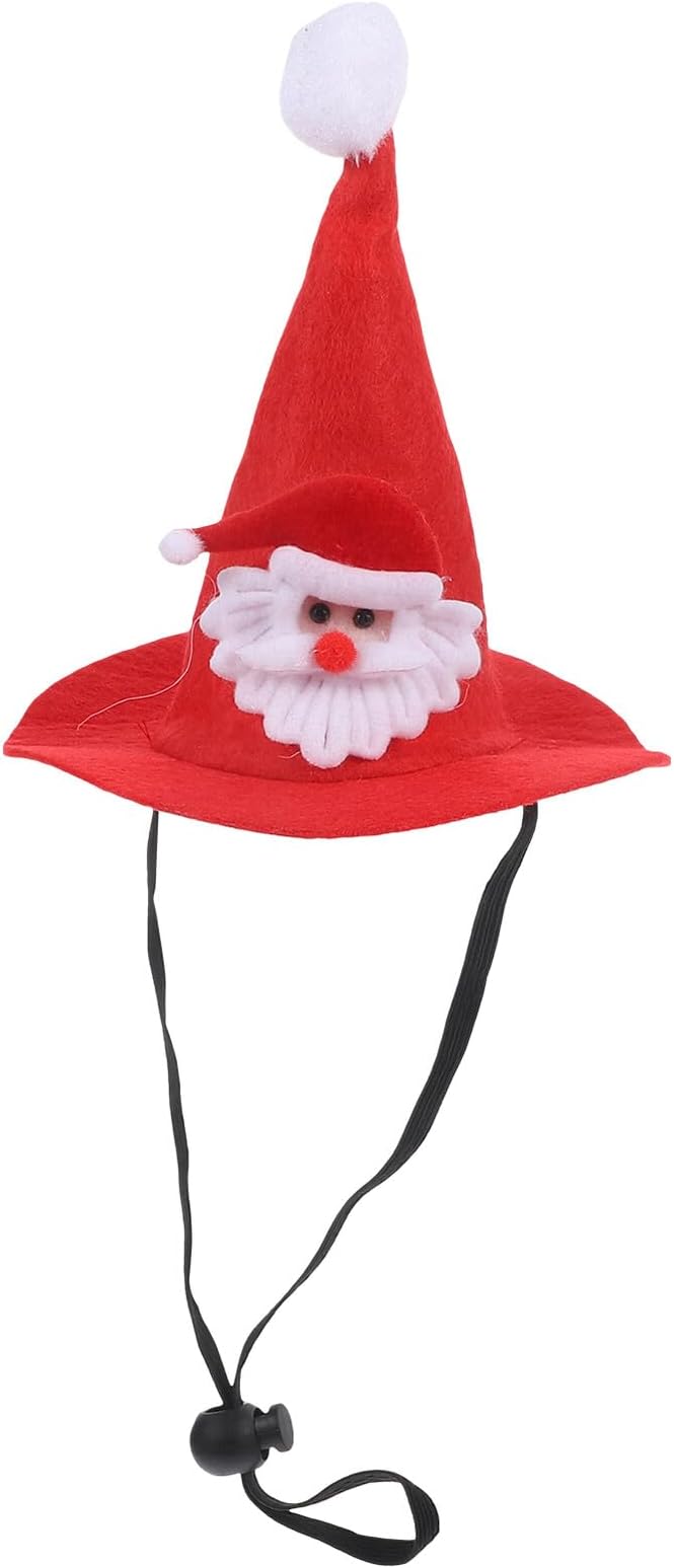 Amosfun Christmas Dog Hat and Pet Cosplay Headgear Knitted Santa Claus Cap Wear-Resistant for Cats and Dogs Holiday Party Supplies