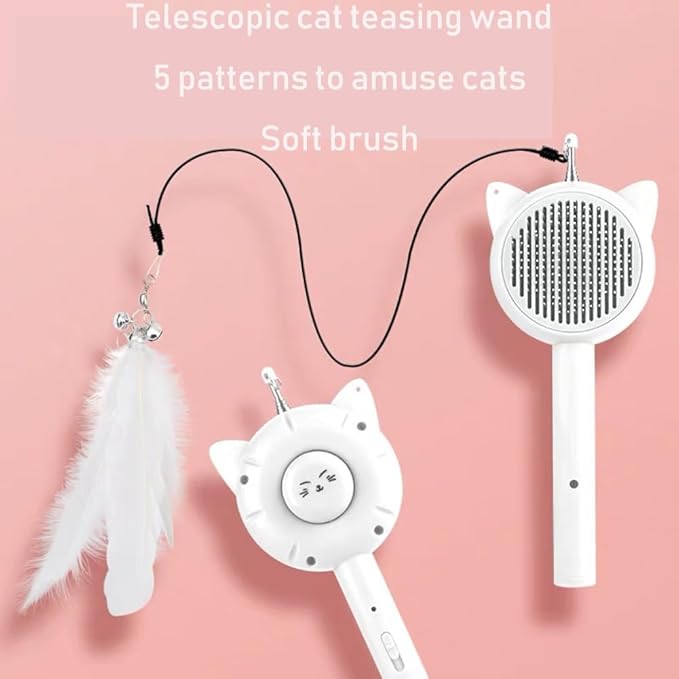 Cat Brushes For Indoor Cats 5-In-1 Function Pet Hair Cleaner Brush For Cats - Ultimate Indoor Cat Grooming Tool,Pet Brush With Release Button,Cat Brush,Cat Hair Brush With Release (white)