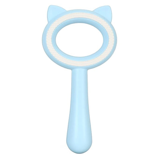 Cat Grooming Brush Double Sided Deshedding Massage Pet Hair Removal Comb for Cats Dogs Multipurpose Self Cleaning Comfortable Handle Round Tips Easy Cleaning ABS Material 17x9cm (Blue)
