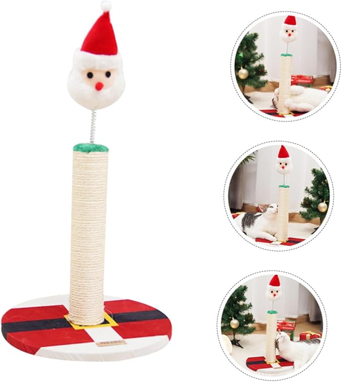 UPKOCH Christmas Cat Scratching Post Vertical Sisal Activity Tower Indoor Kitten Scratcher for Daily Use
