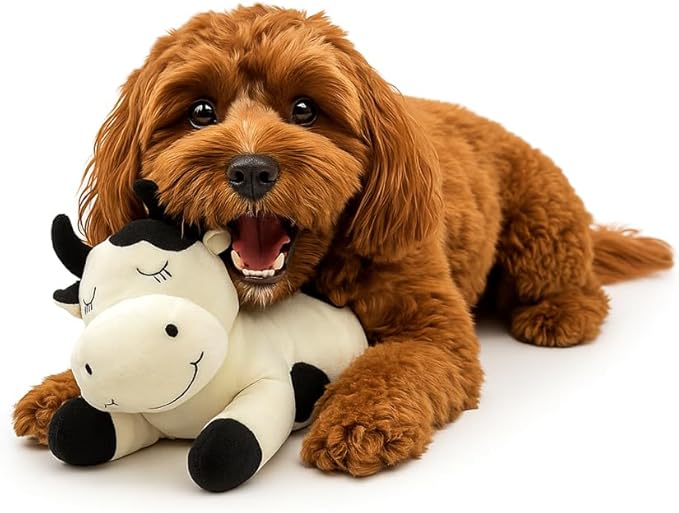 NANDOG My BFF Daisy The Cow Plush Dog Toy – Soft Squeaky Pet-Only Toys for Dogs & Cats – Durable, Cuddly & Adorable Pet Companions for Playtime, Fetch & Snuggles