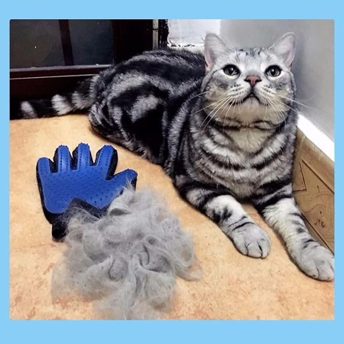 Pet Grooming Glove - Double-Sided Silicone cat Petting Gloves, Universal Grooming, Cleaning and Massage Brushes for Cats and Dogs, Depilation and Anti-Scratching pet Supplies (Rose red [Left Hand])
