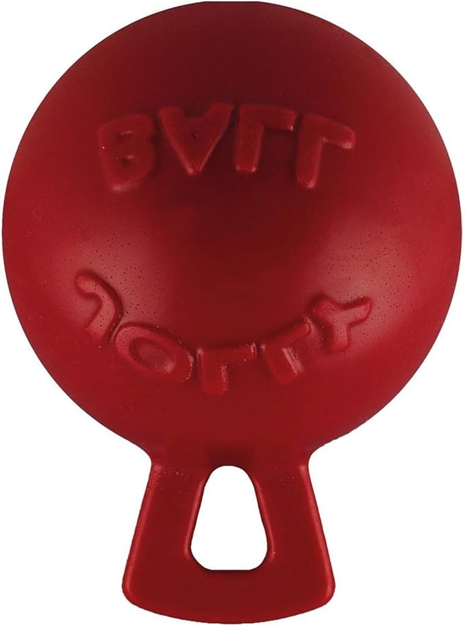 Jolly Pets Tug-n-Toss Heavy Duty Dog Toy Ball with Handle, 4.5 Inches/Small, Orange