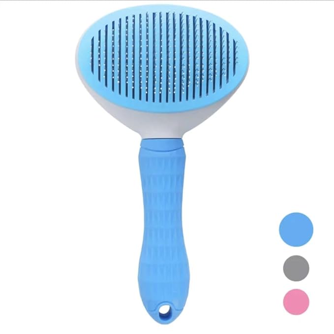 Self Cleaning Slicker Brush - Cat Brush Skin-Friendly Deshedding Grooming Massaging Tool for Long & Short Haired Pets, Cat Hair Brushes Easy Removes Undercoat for Dogs Cats Rabbits (2Pack Blue)