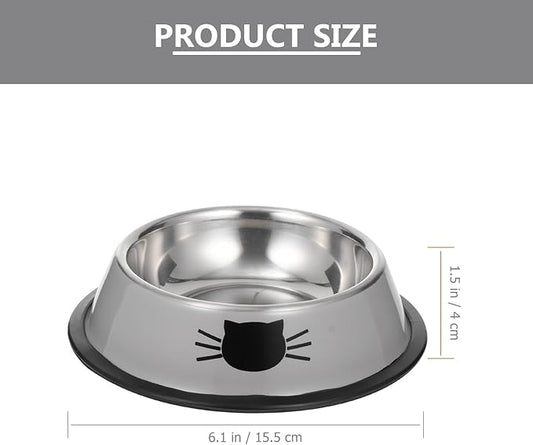 COHEALI Thickened Double Bowl Pet Feeder Set Stainless Steel Dog Bowl Cat Water Dish for Puppies and Kittens Indoor Feeding Supplies