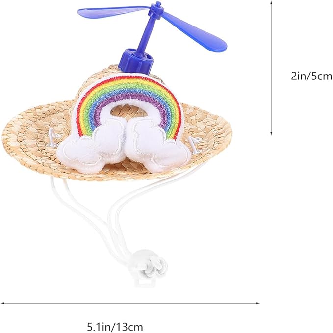 IMIKEYA Pet Straw Hat with Airplane Prop, Woven Straw Knitted Cap for Dogs, Small Size Photo Props for Pet Supplies and Outdoor Use