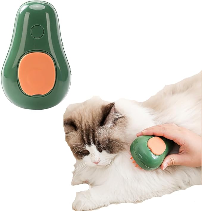 Cat Steam Brush, 3 in 1 Cat Comb for Massage, Self Cleaning Cat Brush with Water, Rechargeable Silicone Dog Steam Brush, Cat Bath Brush Eliminates Flying and Tangled Hair Cat Grooming Comb (Green)
