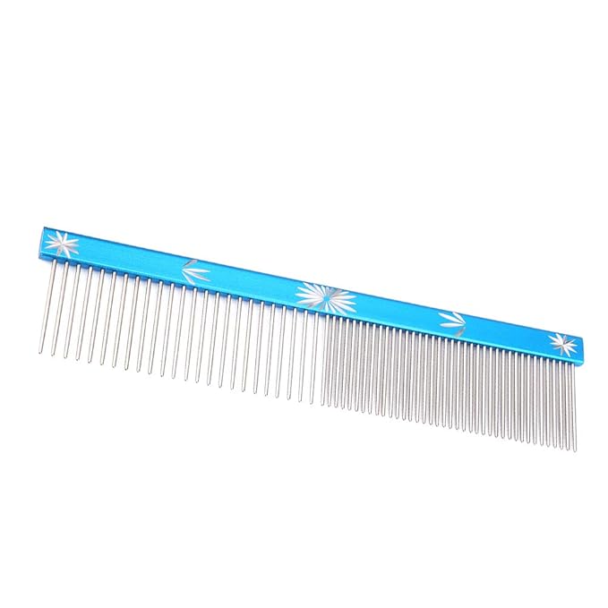 ZJchao Anti-Static Pet Hair Trimmer Comb for Dogs & Cats Straight Row Design for Precise Grooming of Eyes Ears Legs (Blue)