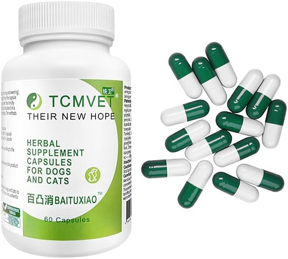 Baituxiao Herbal Supplement for Dogs and Cats – Supports Lumps, Bumps, and Lipoma Dissolution with Immune Boosting Formula – 60 Capsules