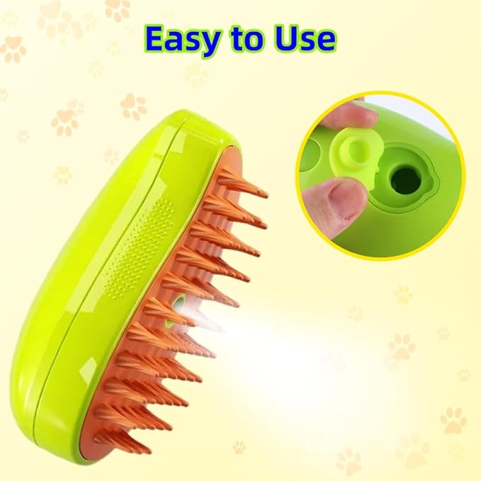 Cat Steam Brush, Steamy Pet Brush Water Brush for Cats and Dogs, Multifunctional Pet Hair Comb Cat Brush with Steam, Grooming Brush Spray Comb for Dogs and Cats (A- Yellow)