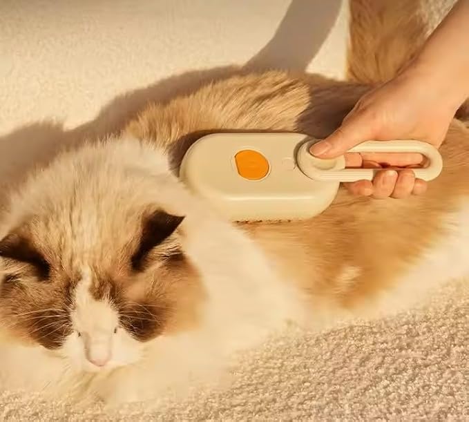 4-in-1 Cat Steam Brush | Rechargeable & Anti-Static | Massage & Cleaning | Shedding & Combing in One!