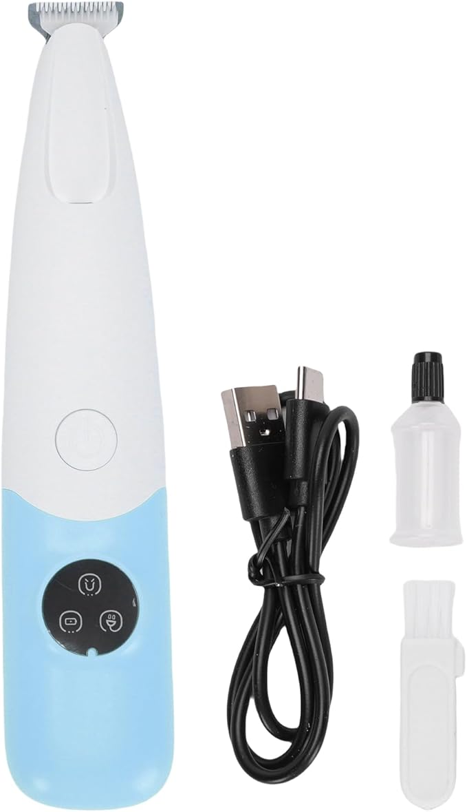 aqxreight Pet Trimmer Rechargeable Cordless Foot Hair Grooming for Cats Dogs with Brush USB Cable Shave and Can Safe a Pet TrimmerRechargeable TrimmerPet Foot ShaverPet ShaverCordless (Blue)