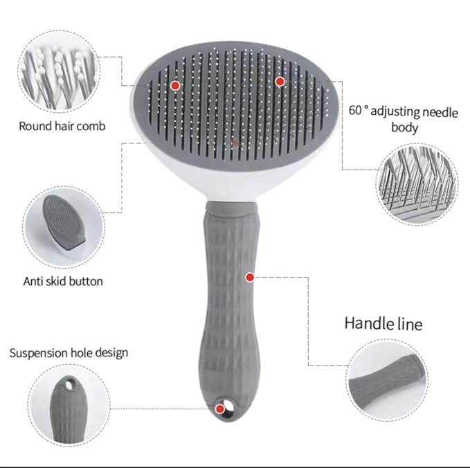 Self Cleaning Slicker Brush - Cat Brush Skin-Friendly Deshedding Grooming Massaging Tool for Long & Short Haired Pets, Cat Hair Brushes Easy Removes Undercoat for Dogs Cats Rabbits (Blue)