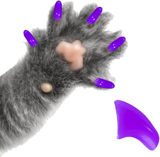 6 Month Piece Soft Nail Caps with Adhesive for Cat Claws - Grape Medium