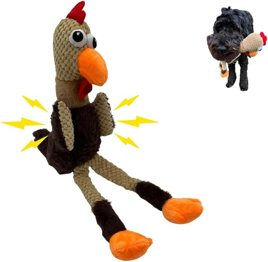Large Dog Toy - Chicken Squeaky Dog Toys for Large Dogs, Medium and Small Dogs. Durable with Pineapple Plush Fabric, Long Legs, Hidden Seams, Reinforced Stress Points, Googly Eyes