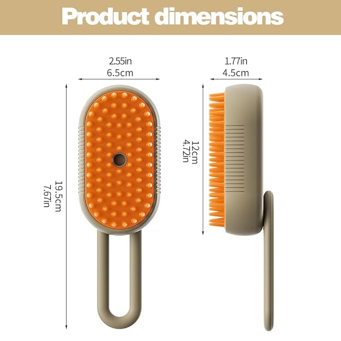 Cat Brush,3 in1 Cat Steam Brush,Self Cleaning Steam Cat Brush for massage, Pet Steam Brush for Cat,Multifunctional Cat Steamer Brush,Cat Grooming Brush for Removing Tangled Loosse Hair (Brown)