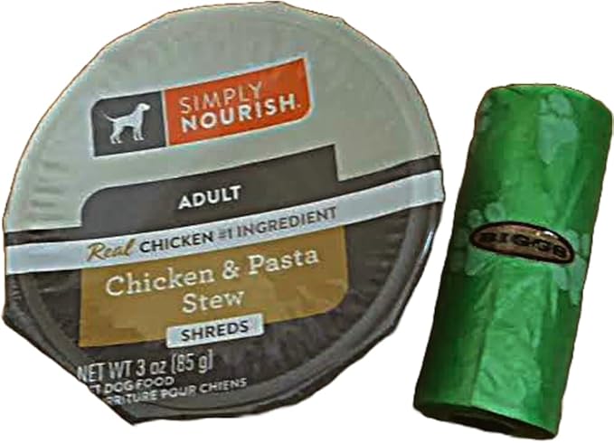 SIMPLY NOURISH Small Breed Adult Dog (6) Chicken & Pasta Stew Shreds 6-3 Ounce Cups