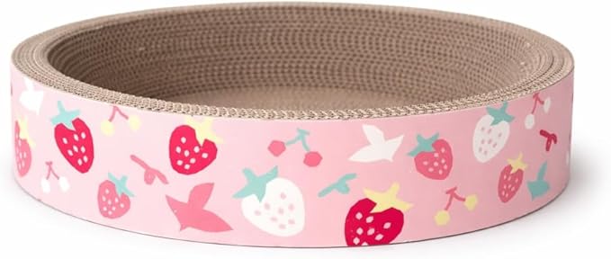 Cat Scratcher Lounge Bed | Durable Recycle Board for Furniture Protection | Cat Scratch Bowl (Strawberry Pink)