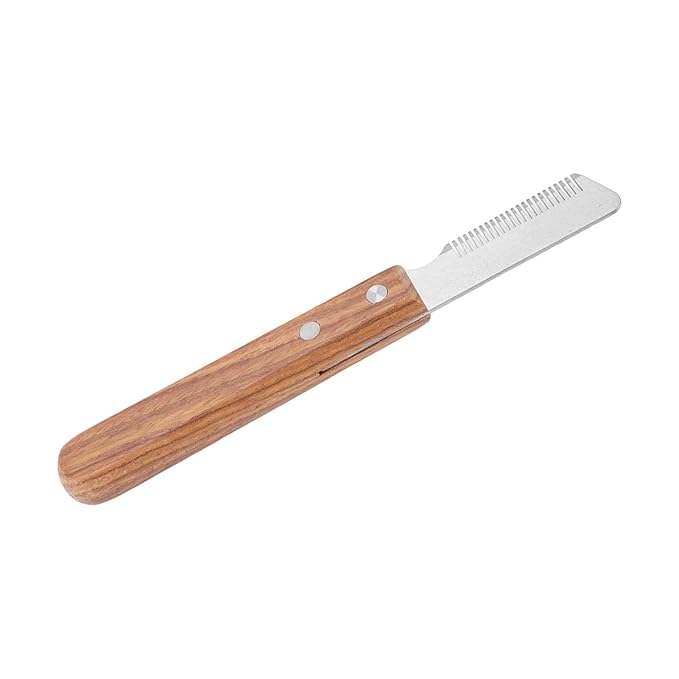 Rengue Dog Stripping Comb, Shedding Tools Removal Tool for Cats and Dogs, Stainless Steel Design for Effective Grooming Dog Stripping Comb, Wooden Handle, Pet Hair Nan Supplies