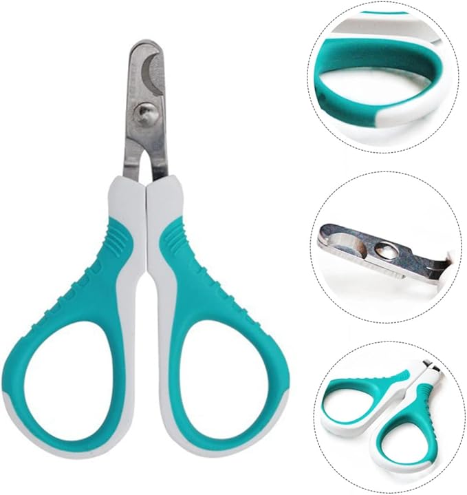 balacoo Portable Stainless Steel Cat Nail Clipper Safety Guard Pet Nail Scissors for Dogs Kittens and Puppies Comfortable Grip for Home Grooming Sky-