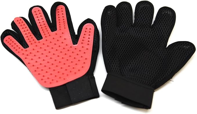 Pet Grooming Gloves – Professional Deshedding, Brushing & Cleaning Mitt Tool for Small, Medium & Large Dogs & Cats | Fur & Hair Remover | Soft Rubber Bristle Brush Prevents Mats