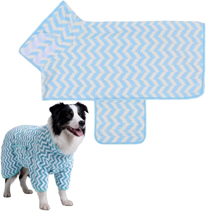 Dog Bathrobe, Super Absorbent Microfiber Drying Coat for After Bath, Warm Keeping Dogs Towel, Soft Pet Towel Robe for XS-XL Dogs, Dogs Bath Supplies (Blue, XS)