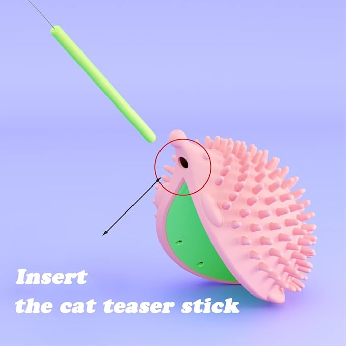Cat Grooming Brush Wall Mount, Green (4.5in x 3.3in x 2.9in, 75g TPR, Self Cleaning, Right-angle prism, All hair types, Cat owners)