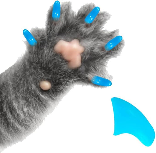 6 Month Piece Soft Nail Caps with Adhesive for Cat Claws - Baby Blue Small