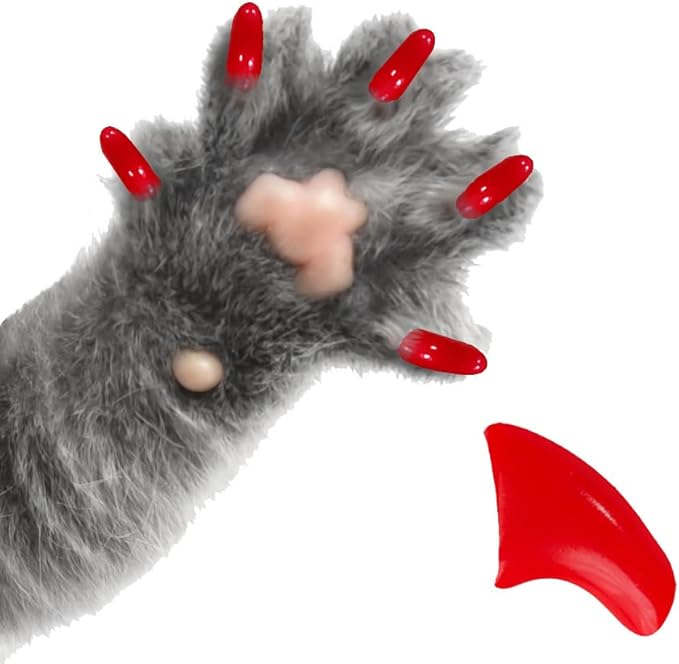 6 Month Piece Soft Nail Caps with Adhesive for Cat Claws - Wild Cherry RED X-Small