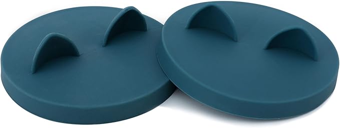 OHMO 2 Pack Cat Food Can Lids, Small Size (3 oz，Dark Blue)&No Spill Collapsible Dog Water Bowl