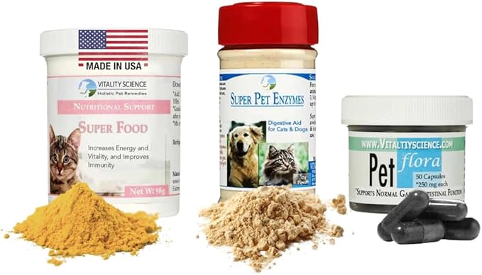 Vitality Science Cat Longevity 3 Part Vitamin Program | Promotes Health | Aids Feline Immune System | Improves Nutrient Absorption | Resolves GI Disorders | Maintains Gut Flora | (Small)