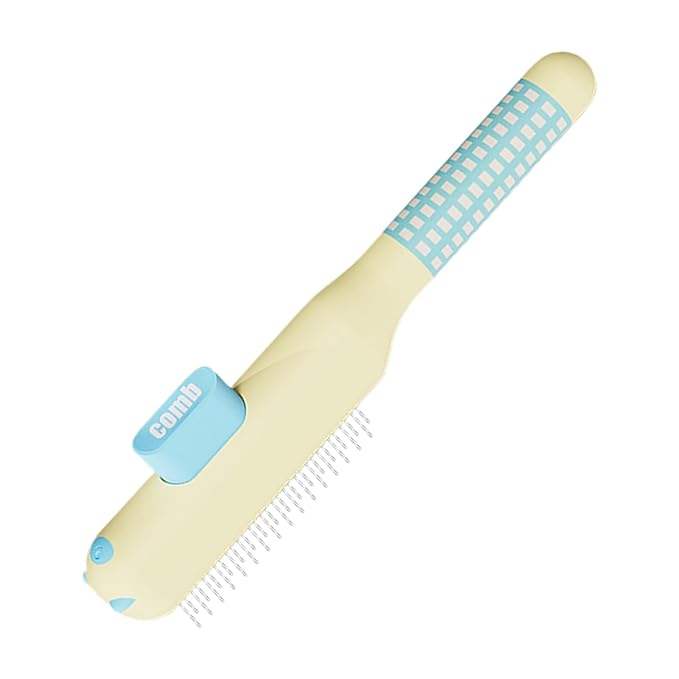 Cat Grooming Comb - Self-Cleaning Non-Slip Brush Supplies with Metal Teeth,Cat Hair Comb,for Dog Puppy Animals Indoor Home Shedding