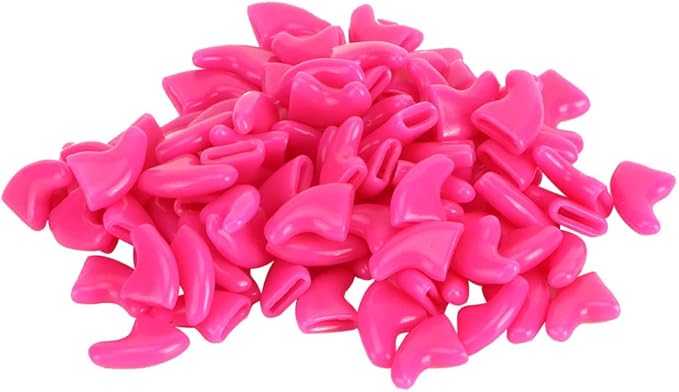 Pongnas 100PCS Soft PVC Cat Nail for Safe Claw - Rose Red & Blue, Ideal Grooming Accessory for Cats (XS)