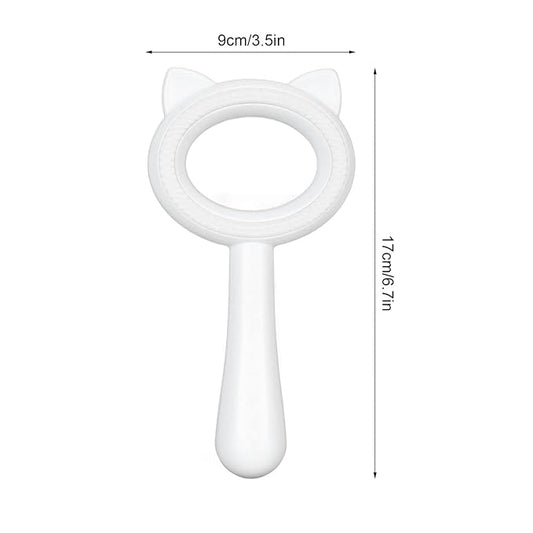 Cat Grooming Brush Double Sided Deshedding Massage Pet Hair Removal Comb for Cats Dogs Multipurpose Self Cleaning Comfortable Handle Round Tips Easy Cleaning ABS Material 17x9cm (White)