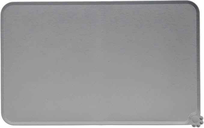 Silicone Non Slip Pet Feeding Bowl Mat for Dogs, Leakproof Dog Placemat for Food and Water, 11.8x18.9in Pet Supplies (Grey)