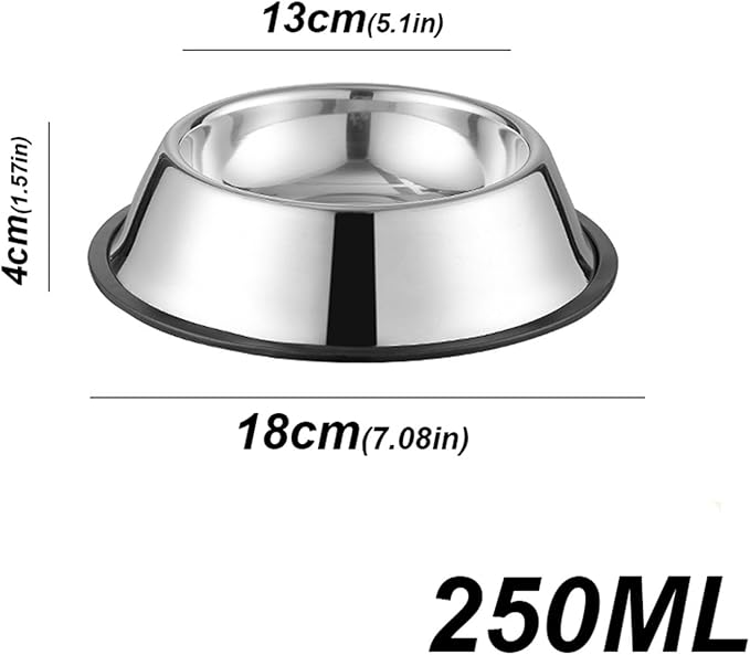 Stainless Steel Pet Dog Bowl Stainless Steel Feeder Skidproof Anti-ant Shape Cat Dog Bowls Food Accessories Pet Supplies 6 Sizes(18cm)