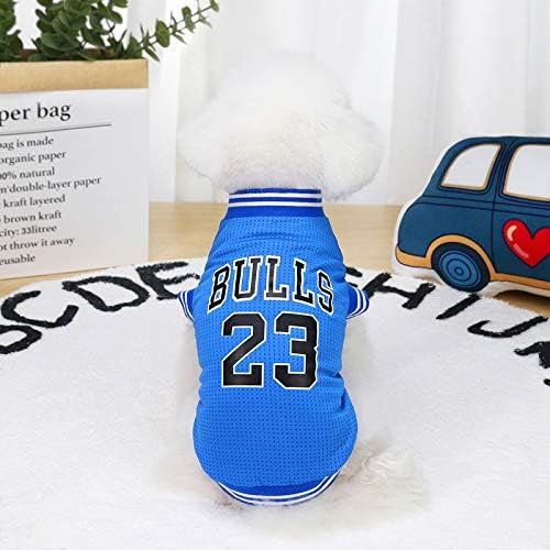 Dog Clothes Basketball Mesh Breathable T-Shirt,Pet Clothes Puppy Sportswear Spring/Summer Fashion Dog Shirt. (Blue, Medium)