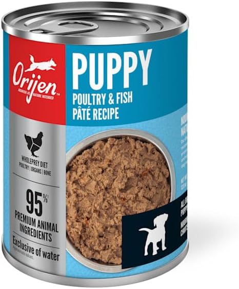 ORIJEN Grain-Free Puppy Recipe with Poultry & Fish Pate Premium Wet Dog Food, 12.8 oz., Case of 12
