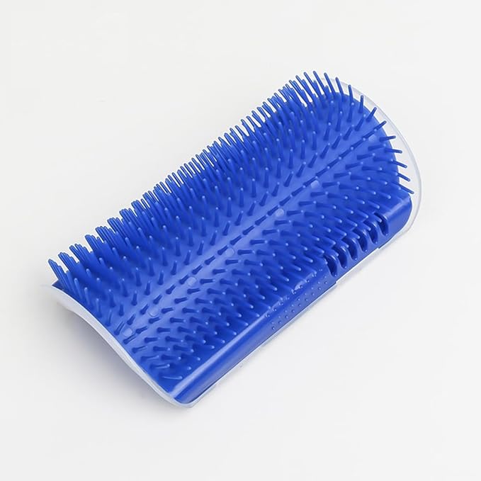 Cat Self Groomer Wall Corner Massage Comb Grooming Brush Soft Rubber Bristles Kitten Massager Tool Fit for Flat Wall Corner Cage and Hand Hold,Blue