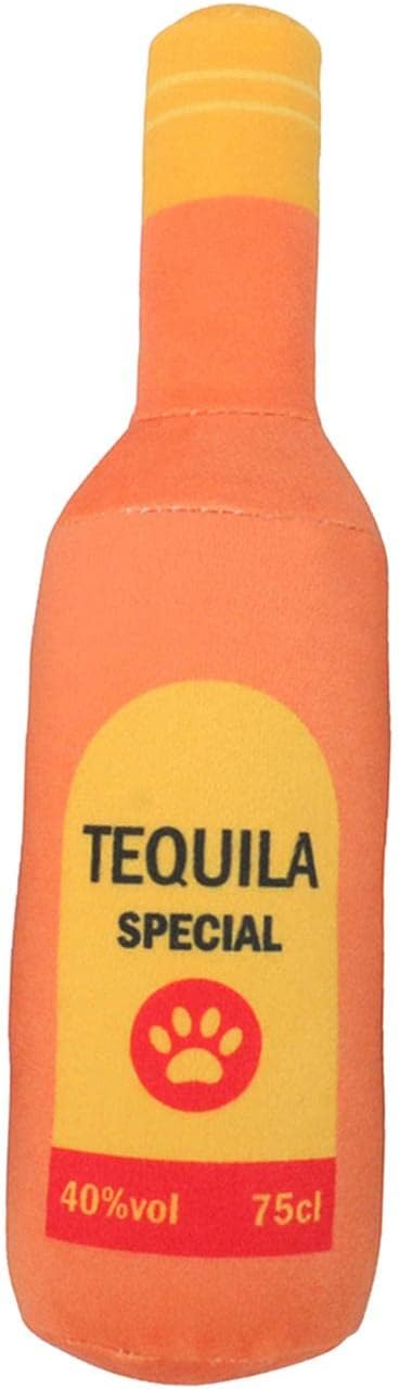 Dog Squeaky Toy Novelty Bottle Shaped Soft Dog Toys Squeaker Sound Pet ing Toys for Aggressive ers Pets Supplies, Orange