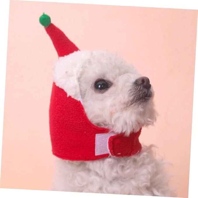 Toyvian Pet Christmas Hat Scarf Set for Dogs and Cats, Thermal Puppy Head Cover with Warm Knit Scarf, Photo Prop for Holiday Pet Supplies and Winter Apparel