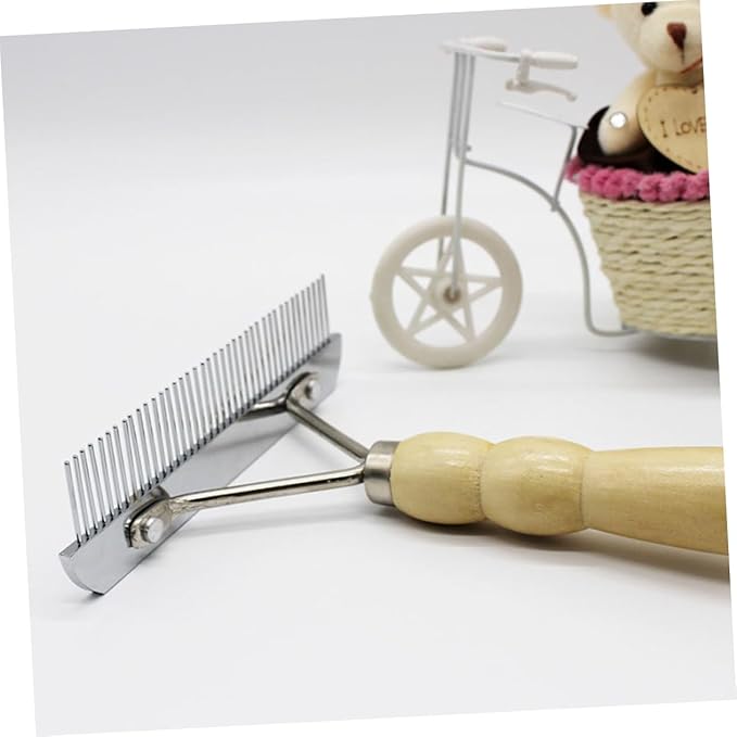 Toyvian Wooden Handle Pet for and Cats Stainless Steel Slicker Brush for Grooming Removes Tangles and Loose Stimulates Skin and Fur for Puppies and Kittens
