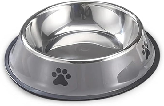 Stainless Steel Pet Bowl Cat Dog Food Bowl Multi-Specification Anti-Fall Food Bowl Food Bowl Feeding Pet Supplies 16 to 22 Cm(Gray,XS(Old))