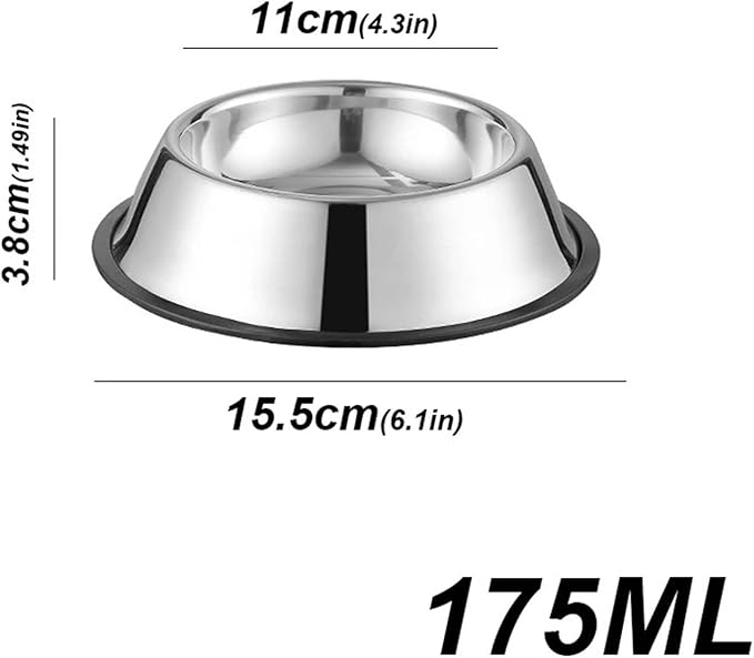 Stainless Steel Pet Dog Bowl Shape Pet Supplies Anti-Tipping Thickened Easy to Clean Non-Slip(175ml)