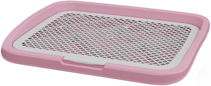 Splashproof Mesh Dog Toilet Training Pad Holder - Easy to Clean Indoor Potty Tray for Puppies Dogs & Cats(Pink)
