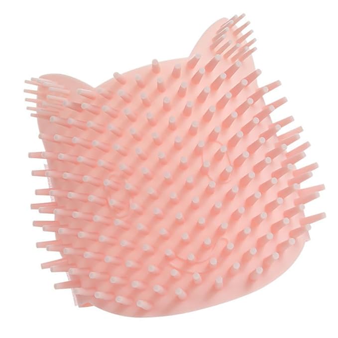 Silicone Cat Grooming Brush Self Massage Comb Pet Wall Scratcher Pink Large Dual-use for Wet and Dry Fur Removal
