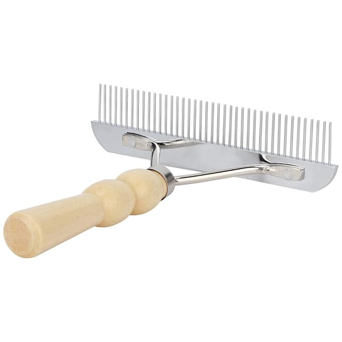 Rengue Dog Rake, Combs Pet Hair Comb for Effective Grooming and Cleaning for Dogs and Cats 6.30x6.30x1.57inch Dog Rake, Wooden Handle Dematting Tool, Nan Supplies